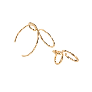 Minimalist gold geometric hollow rings set with abstract interwoven wire design