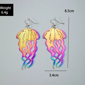 Detail showing dimensions of iridescent jellyfish earrings with weight and size labels