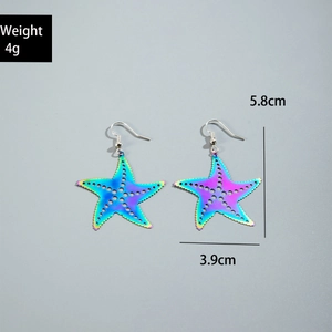 Rainbow gradient starfish earrings measuring 5.8cm long and 3.9cm wide, 4g weight
