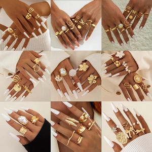 Irregular Alloy Rings Vintage Liquid Metal Geometric Open Adjustable Fashion Jewelry For Women With Artificial Pearl