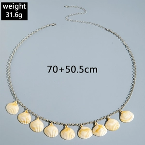 Detail of beaded shell body chain showing 70+50.5cm length and weight 31.6g