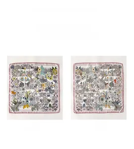 Detailed comparison of Side A and Side B silk scarf with zebra and parrot illustrations