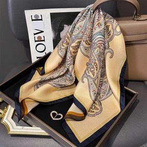 Eleganter Satinnschal Wendbar MaulbeerSatin Paisley Muster Köper Halstuch Professionell Modisch Damen Groß Weich