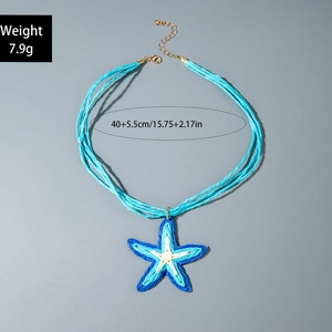 Blaue Seestern-Halskette mit Seilkette, Details zu 7,9 g Gewicht und 40 cm Länge