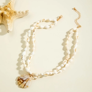 Böhmische doppellagige Muschelkette mit Seestern und Schneckenhaus Strandzubehör