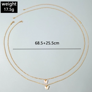 Detail of layered gold butterfly waist chain with dimensions 68.5cm plus 25.5cm length