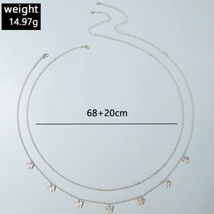 Silver butterfly layered waist chain detail with size 68+20cm and 14.97g weight specs