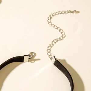 Halloween black ribbon choker with silver lobster clasp and adjustable extension chain