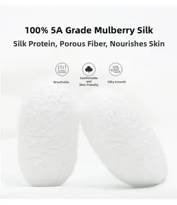 Detail of 100% 5A mulberry silk fibers highlighting breathable and skin-friendly texture