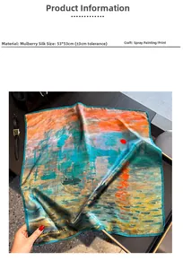 Dettaglio foulard in 100% seta di gelso con stampa Impressione del sole di Monet