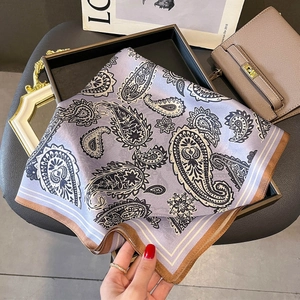 Classic paisley mulberry silk square scarf in lavender with elegant vintage patterns