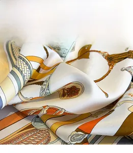 Detail of silk scarf showing fine triangular needle hem and twill texture