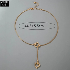 Détails du collier doré à double cœur avec spécifications de poids et de taille
