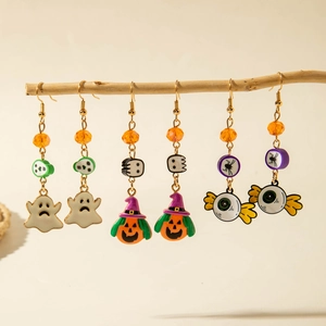Halloween Ohrringe Set Geist Kürbis Totenkopf Spinne Netz Augapfel Hängeohrringe Gruselig Gothic Party Schmuck Für Damen