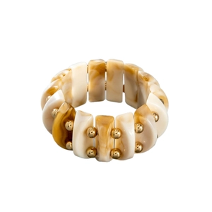 Acrylic chunky stretch bracelet with amber resin segments and gold bead accents