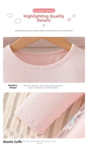 Détails de la robe rose en maille côtelée avec col rond et poignets élastiques ajustés