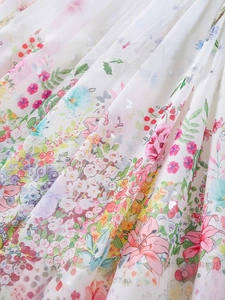 Elegant sleeveless summer dress for girls with vibrant floral patterns and butterfly prints