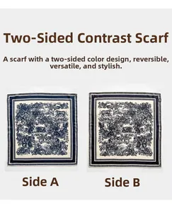 Detail of double-sided silk wool square scarf featuring exotic jungle animal prints