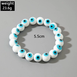 Detail of bohemian evil eye beaded bracelet with 5.5cm diameter and 23.6g weight