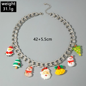 Detailed view of Christmas charm necklace with weight 31.1g and 42+5.5cm chain length info