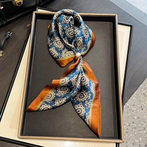 Mulberry Satin Square Scarf Women Paisley Print Vintage Elegant Neck Scarf Professional Versatile Small Fashion Wrap