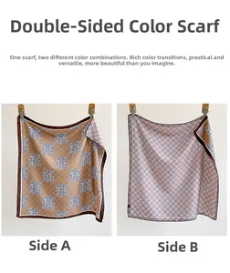 Comparaison détaillée d'un foulard carré en soie double face avec motifs à carreaux