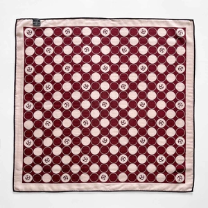 Luxurious camellia dot scarf made of silk and wool blend in elegant deep red color