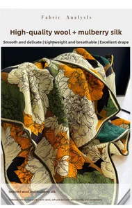 Detail von Seidenwollschal mit Blumenmuster und weichem Stoff für Texturanalyse