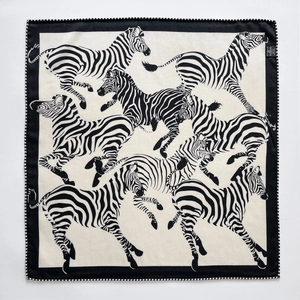 Fashion silk wool blend scarf with black and white zebra print in a square design