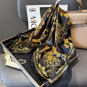Satin Square Scarf Mulberry Satin Baroque Floral Print Professional Neck Wrap Elegant Fashion Accessories For Women