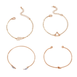 Retro rose gold bracelet set with triangle pendant and marble texture stone inlay
