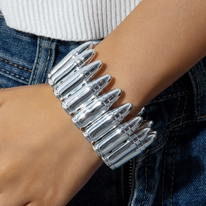 Bullet Shape Stretch Bracelet CCB Plated Punk Gothic Industrial Style For Men Women Fashion Accessory