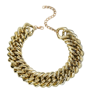 Golden chunky chain necklace with high-gloss finish and adjustable lobster clasp