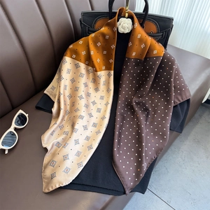 Large Square Scarf Faux Satin Satin Elegant Geometric Polka Dot Print Versatile Fashion Neck Wrap Headband For Women