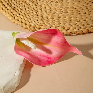 Vue détaillée d'une pince à fleur pivoine dégradée rose sur pierre avec décor naturel