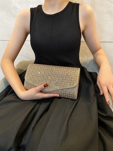 Elegant Rhinestone Evening Clutch Bag For Women Glitter Sequins Banquet Wedding Party Luxury Geometric Lattice Handbag