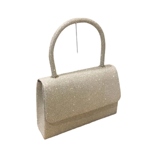 Elegant sparkling sequin evening handbag for weddings with sleek handle and silver finish