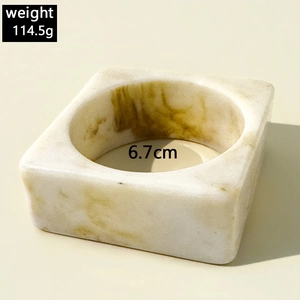 Detail view of square resin bangle with marble pattern, weight 114.5g and inner diameter 6.7cm