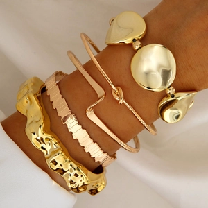 Geometric Metal Bangles And Bracelets Polished Geometric Knot Wave Design Punk Vintage Fashion Accessories For Women