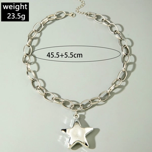 Silver chunky chain necklace with star pendant showing 45.5cm length and 23.5g weight