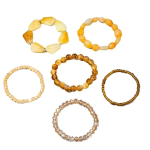 6-piece bohemian beaded bracelet set featuring stacked multi-layer irregular stones