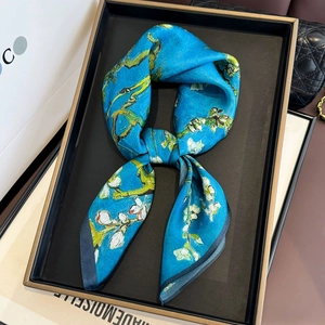 Maulbeerseide Quadratisches Tuch Für Damen Van Gogh Mandelblüte Ölgemälde Druck Eleganter Seidenhalsschal Zubehör Geschenk