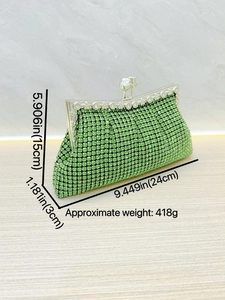 Luxury green rhinestone evening clutch bag with crystal clasp for formal weddings and parties