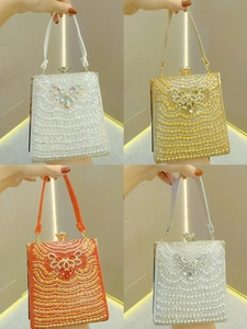 Elegante Strass-Abendtasche mit Perlen und Kristallen in vier Farben für Gala-Abende