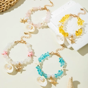 Ensemble de bracelets en perles avec coquillages et étoiles de mer pour la plage
