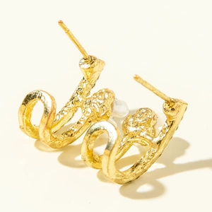 Elegant gold snake-shaped wrap earrings with vintage textured finish and minimalist design