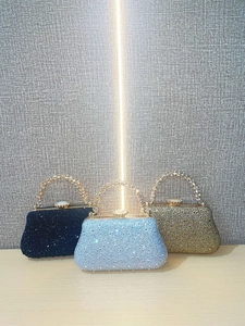 Pochettes de soirée luxueuses avec strass et poignées en diamant en trois couleurs