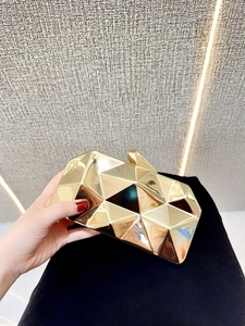 Geometric Acrylic Box Clutch Bag For Women Evening Party Wedding Metallic Hard Shell Shoulder Crossbody Bag With Chain Strap