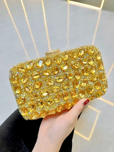 Sac à Main de Soirée de Luxe en Strass pour Femme Pochette de Mariage Diamant Étincelant Cadre Métallique Doublure Velours