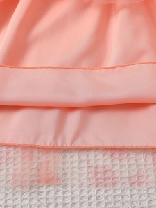 Pink princess tulle dress for girls featuring multi-layer satin and mesh hem details